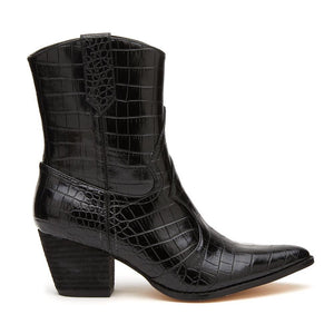 Black, Boot, Cowboy boot, Croc, Matisse, Side Zipper